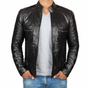 Black Lambskin Cafe Racer Leather Jacket