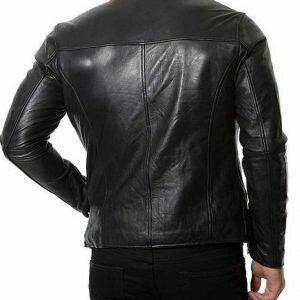 Black Lambskin Cafe Racer Leather Jacket