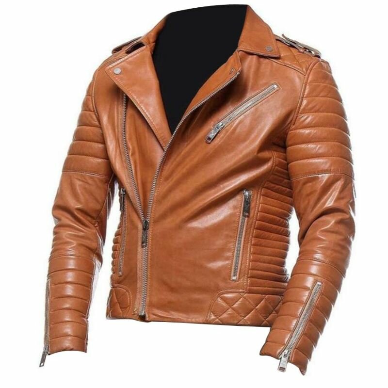Classic Motorcycle Tan Leather Jacket