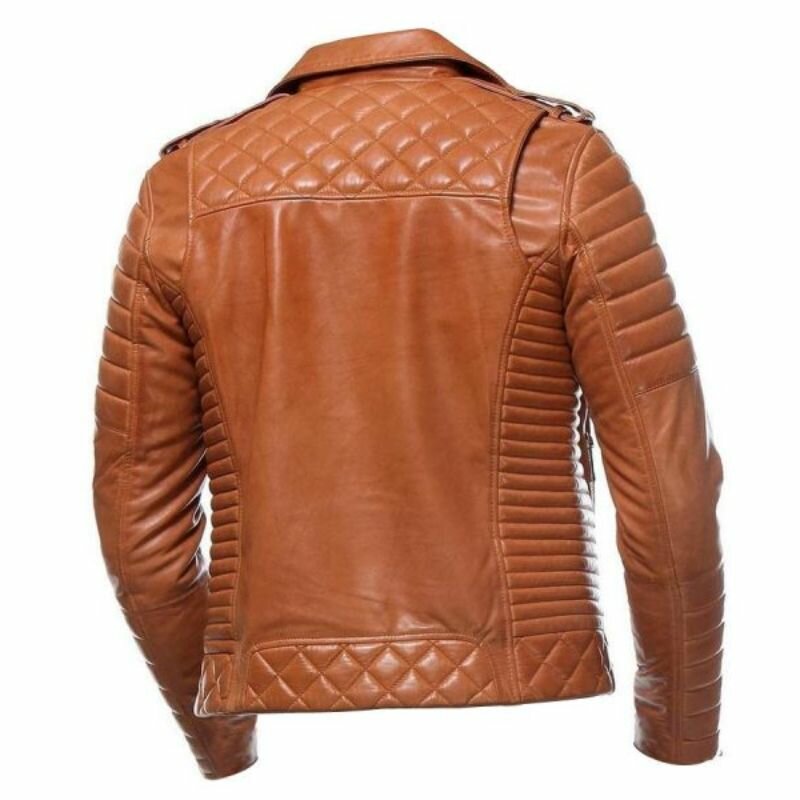 Classic Motorcycle Tan Leather Jacket