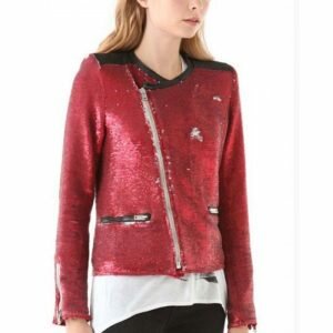 Taylor Swift Red Sequin Moto Jacket